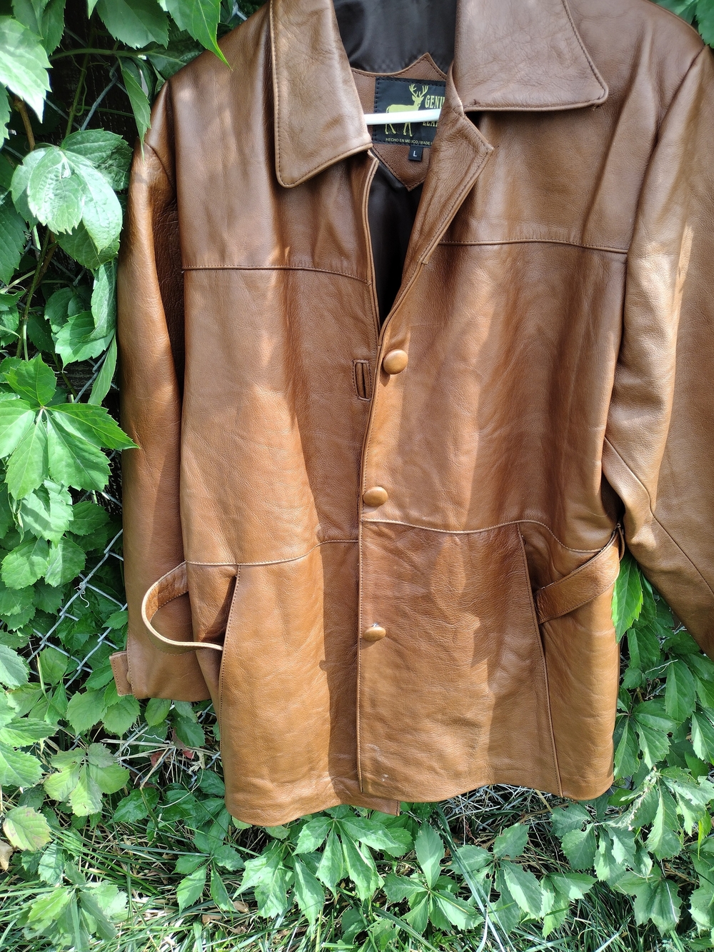 Vintage 70s Retro Genuine Leather Men's Jacket - Brown Size large